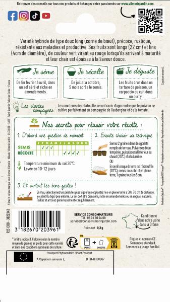 Potagères - Poivron Doux Spadi HF1 - Graines d'Exception - MEDIA_PACKAGING_VERSO